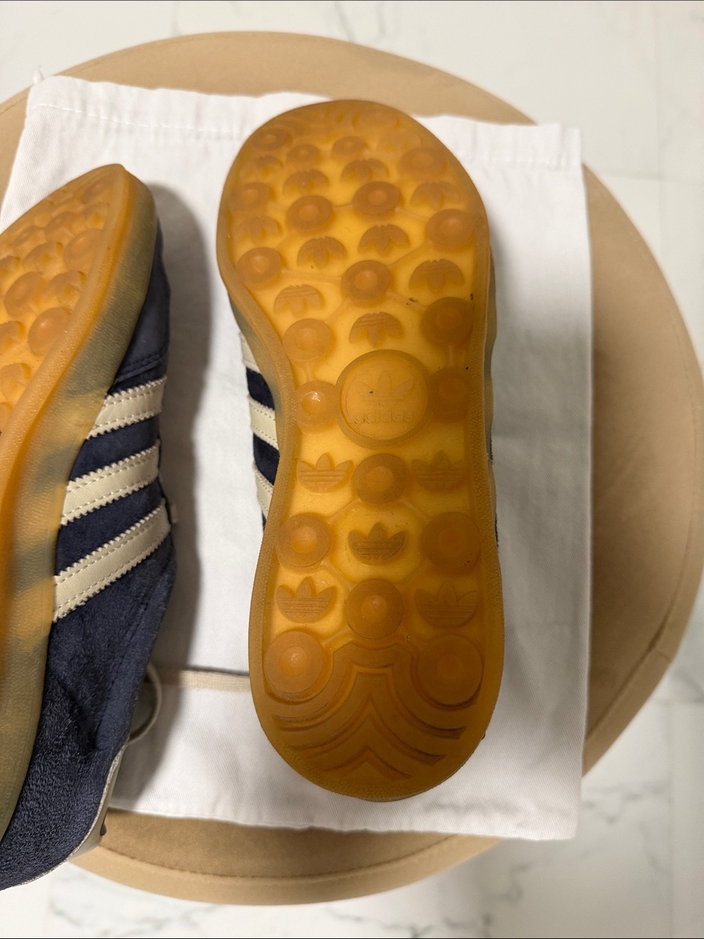 Adidas Gazelle Women Navy Suede Sneakers with Cream Stripes - Picture 5 of 6